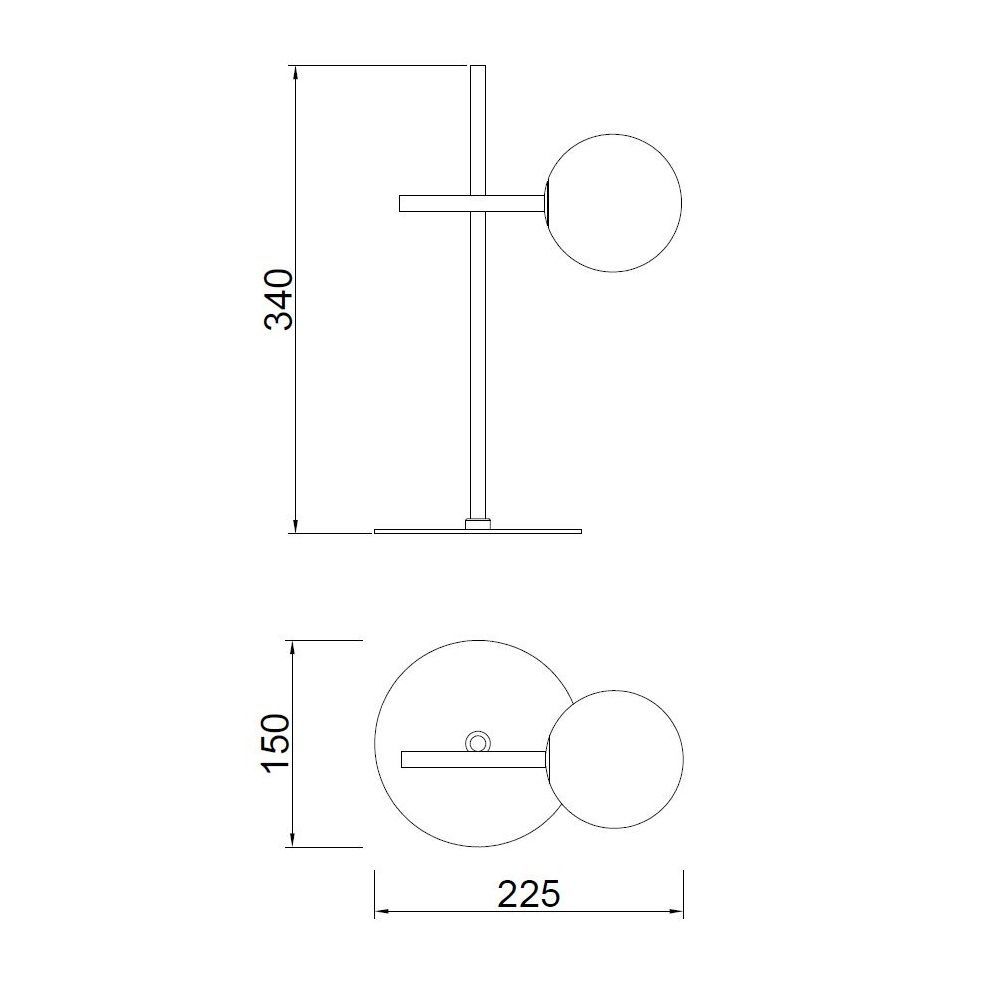 Czarna lampa stołowa Cellar ze szklaną kulą