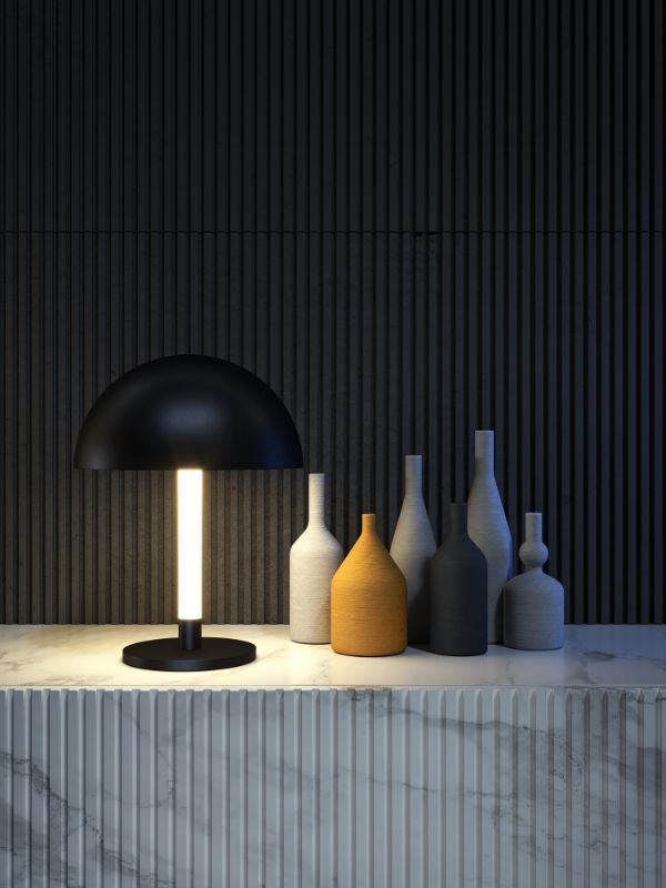 Czarna lampa stołowa Ray z oświetleniem LED