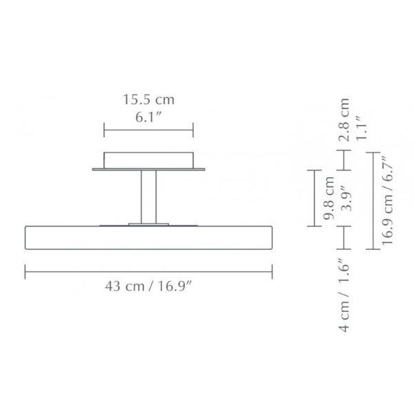 Czarna lampa sufitowa Asteria Up M o średnicy 43 cm z wbudowanym oświetleniem LED