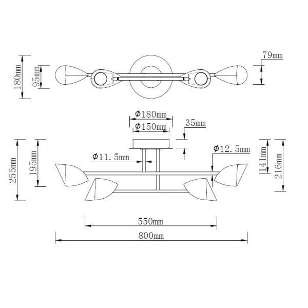 Czarna lampa sufitowa Capuccina 4 – LED