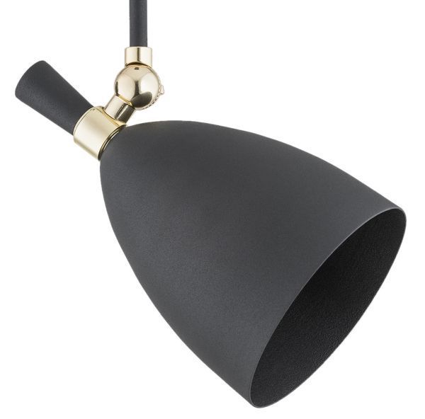 Czarna lampa sufitowa Charlotte z eleganckimi złotymi akcentami