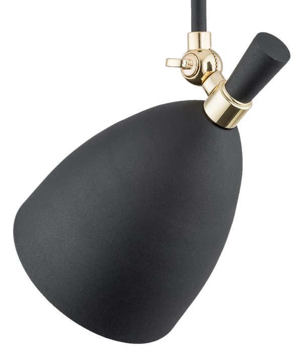 Czarna lampa sufitowa Charlotte z eleganckimi złotymi akcentami