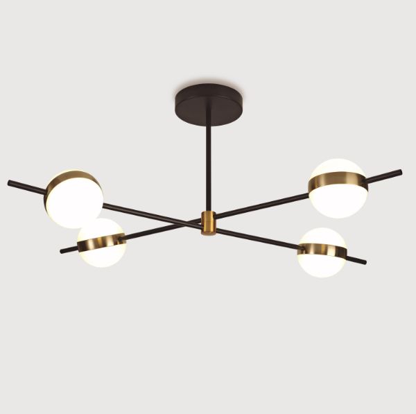 Czarna lampa sufitowa Cuba z LED i złotymi akcentami