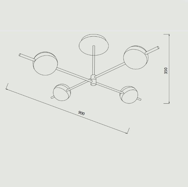 Czarna lampa sufitowa Cuba z LED i złotymi akcentami