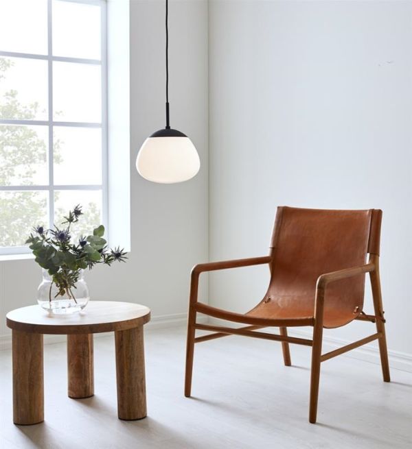 Czarna lampa wisząca Rise z szklanym kloszem