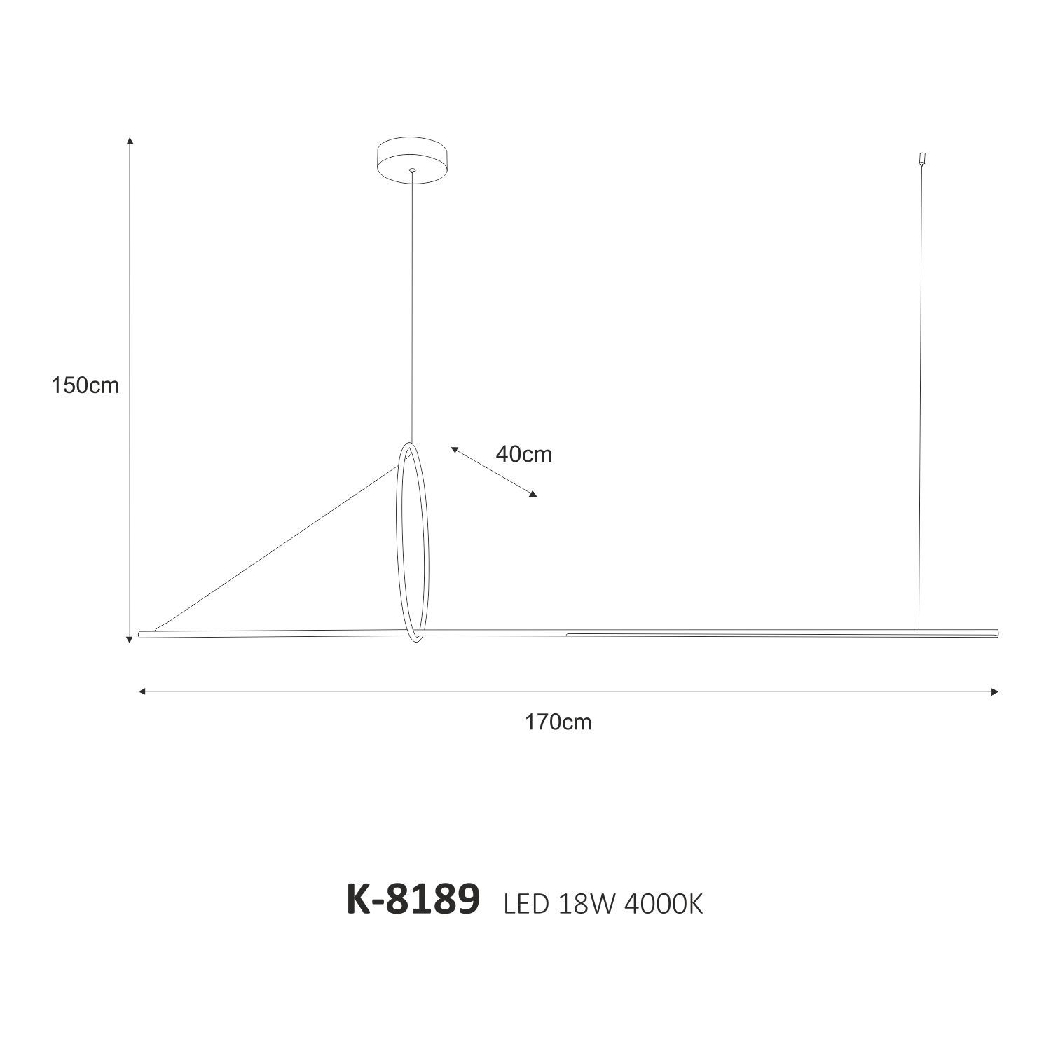 Czarna, nowoczesna lampa wisząca Mona LED