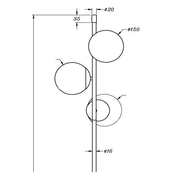 Czarna podłogowa lampa Nostalgia ze szklanymi kloszami