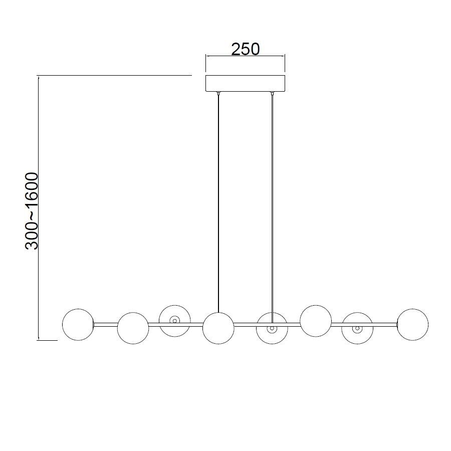 Czarna, podłużna lampa wisząca Cellar z mlecznymi kloszami