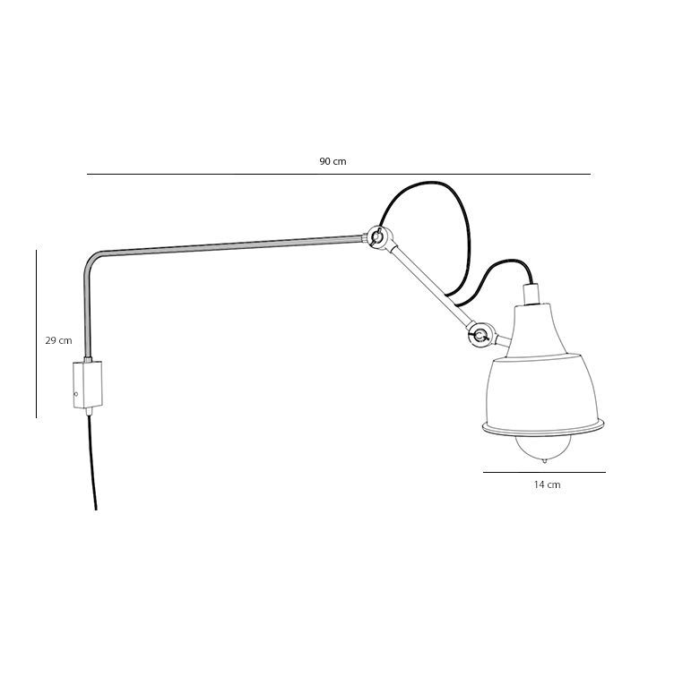 Czarna ścienna lampa Soho z możliwością regulacji w różnych kierunkach.