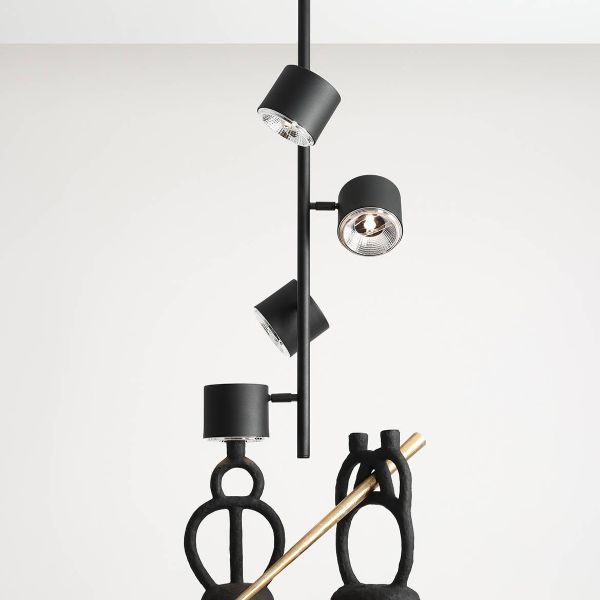 Czarna sufitowa lampa Bot 4 Vertical z regulowanymi kloszami