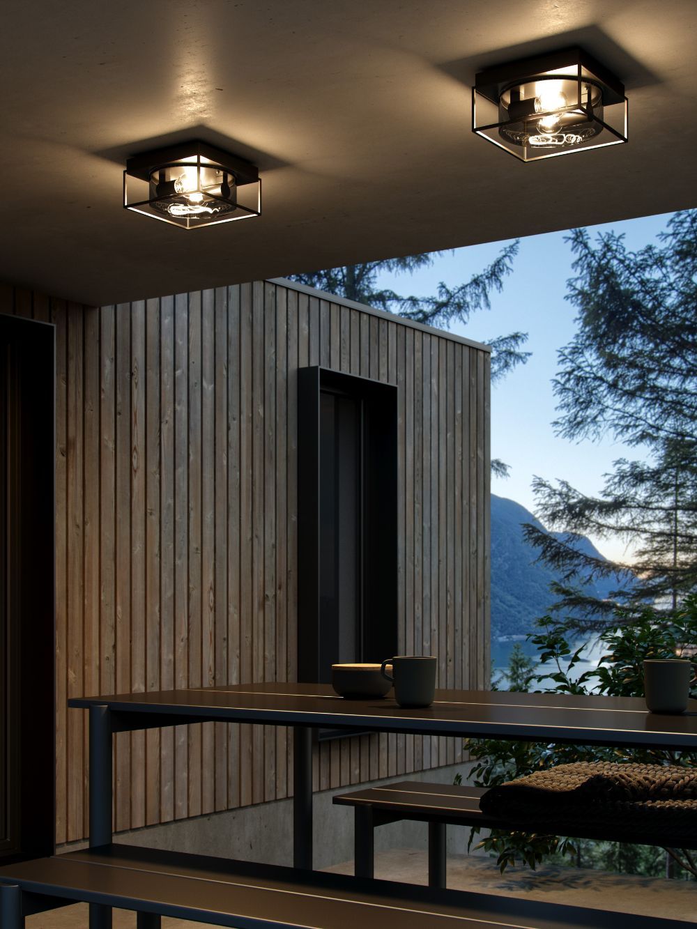 Czarna sufitowa lampa Griffin o klasie szczelności IP44