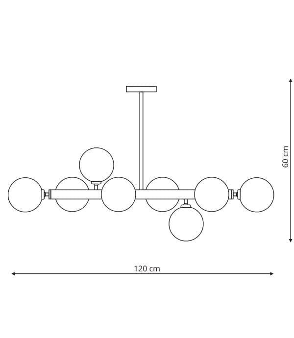 Czarna wisząca lampa Dorado z mlecznymi kloszami na listwie