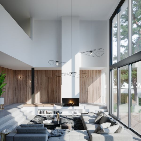 Czarna wisząca lampa Eskola z kloszem z drutu