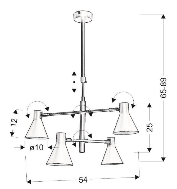 Czarna wisząca lampa Less z regulowanymi kloszami