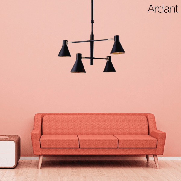 Czarna wisząca lampa Less z regulowanymi kloszami