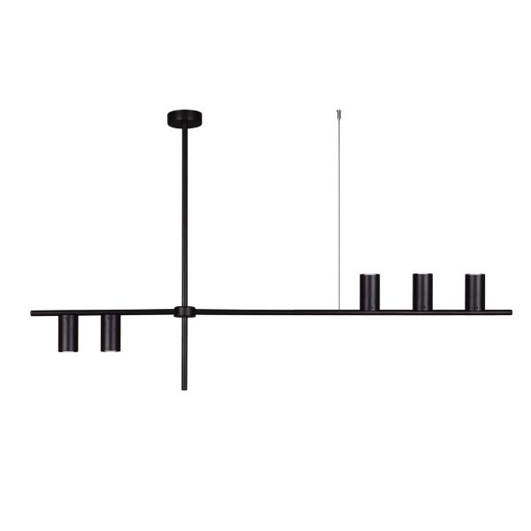 Czarna wisząca lampa Rocco z podłużną listwą
