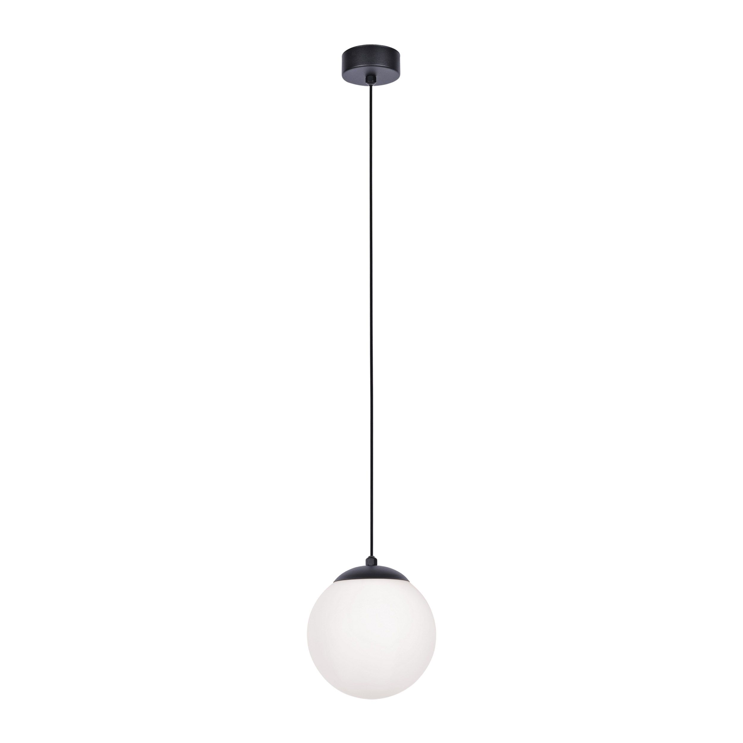 Czarna wisząca lampa Savoy z mlecznym kloszem