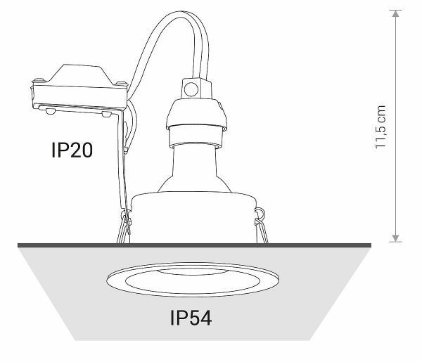 Czarne oczko podtynkowe Charlie o klasie szczelności IP54/IP20