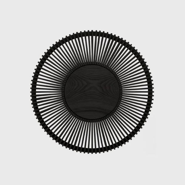 Czarny dębowy kinkiet Clava Up Wood M z kloszem z lameli