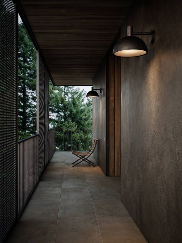 Czarny kinkiet Arki 35 o dużych wymiarach, IP54