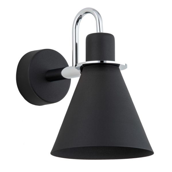 Czarny kinkiet Beverly z eleganckimi srebrnymi detalami