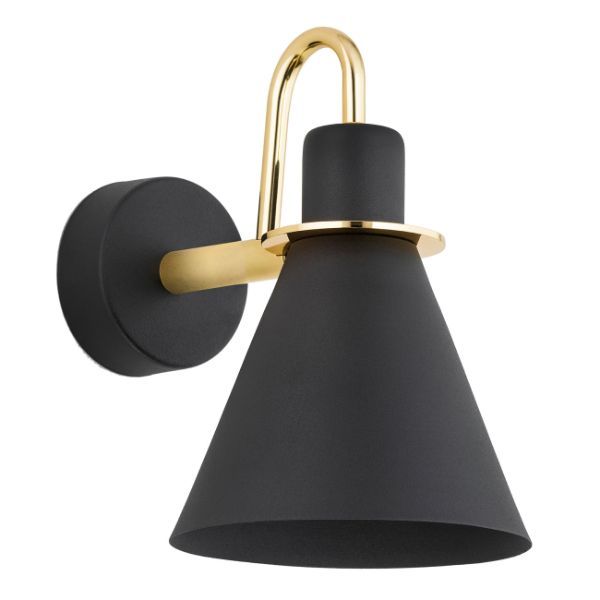 Czarny kinkiet Beverly z eleganckimi złotymi akcentami