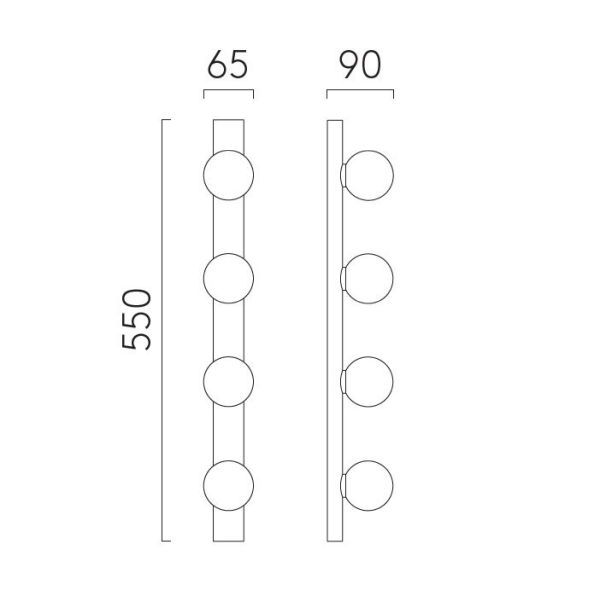 Czarny kinkiet Cabaret 4 z mlecznymi kulami i klasą ochrony IP44