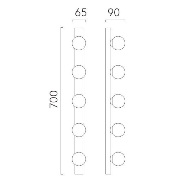 Czarny kinkiet Cabaret 5 to stylowe oświetlenie lustra o klasie szczelności IP44