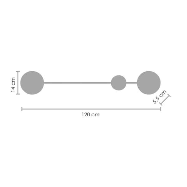 Czarny kinkiet Clex z dwiema diodami LED o długości 120 cm