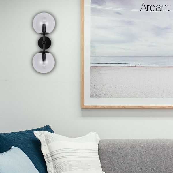 Czarny kinkiet Dorado 2 z przezroczystymi kloszami