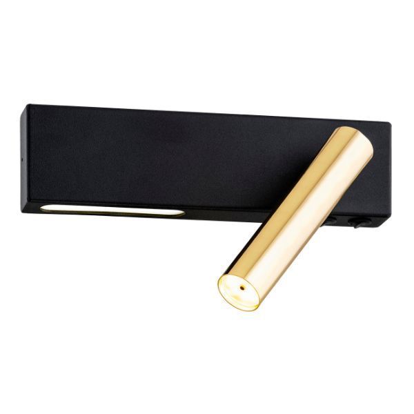 Czarny kinkiet Jasper z złotym reflektorem