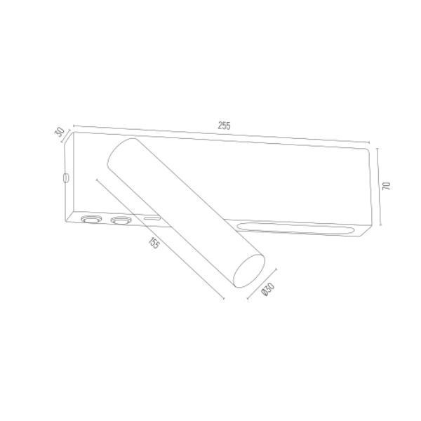 Czarny kinkiet Jasper z złotym reflektorem