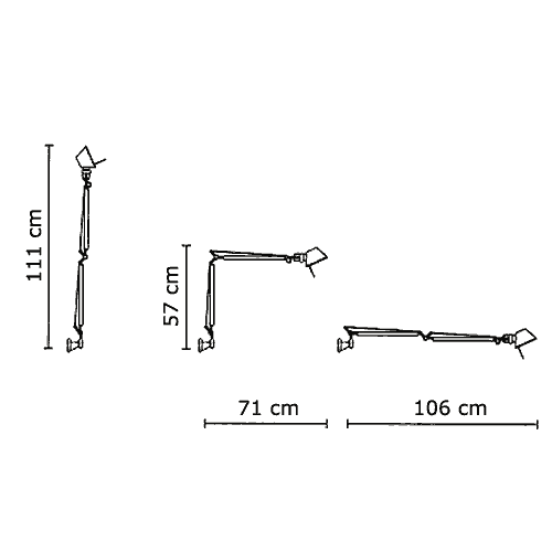 Czarny kinkiet Tolomeo Mini Parete z wysięgnikiem