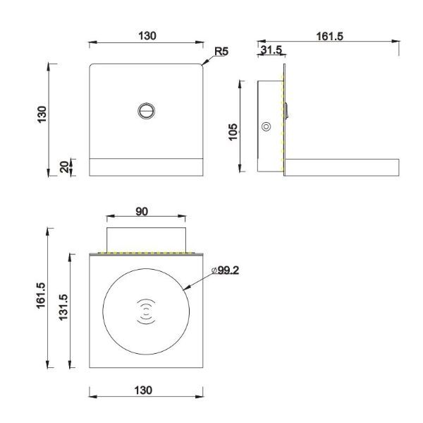 Czarny kinkiet Zanzibar z LED i wbudowaną ładowarką indukcyjną