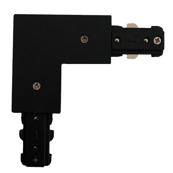 Czarny łącznik w kształcie litery "L" do systemu szynowego Light Prestige, 1F