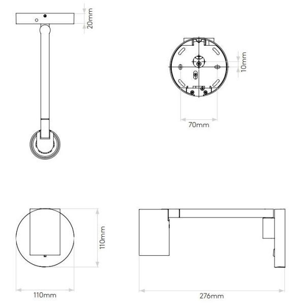Czarny matowy kinkiet Ascoli Swing z włącznikiem