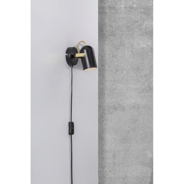 Czarny metalowy kinkiet Lotus z złotymi detalami od Nordlux