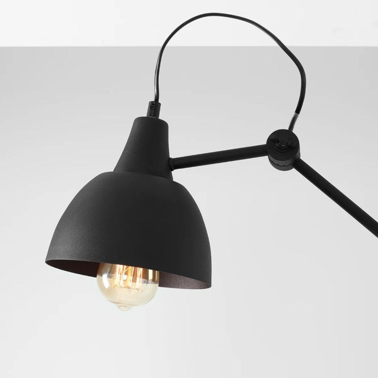 Czarny, regulowany kinkiet Aida z dwoma źródłami światła