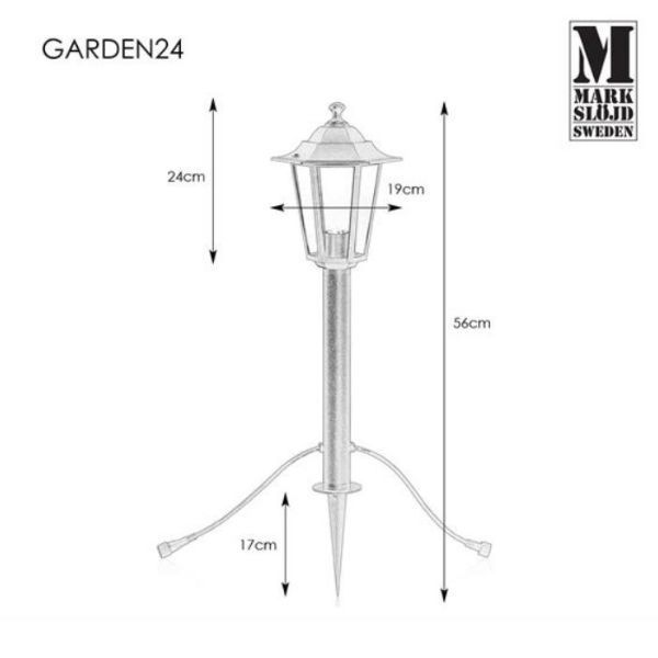 Czarny słupek ogrodowy LED Garden 24 o klasycznym designie