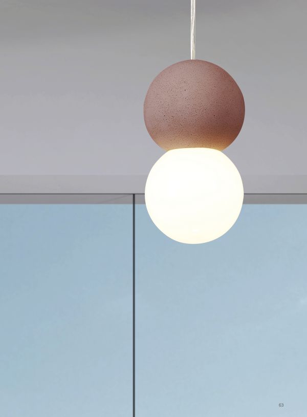 Czerwona betonowa lampa wisząca Galaxia