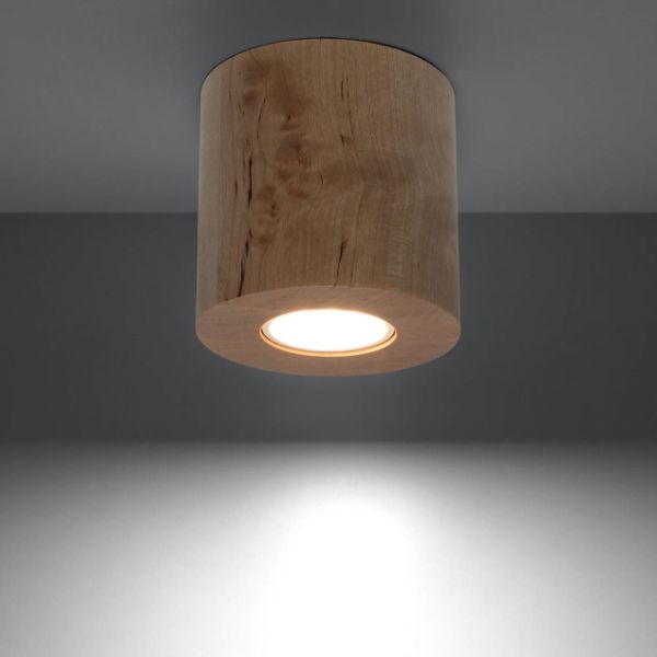 Drewniany spot sufitowy Orbis do skandynawskiej kuchni