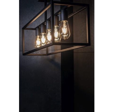 Duża czarna lampa sufitowa Crate z metalową oprawą