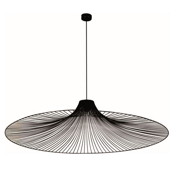 Duża, czarna lampa wisząca Dot z drucianym kloszem