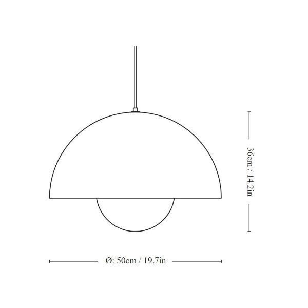Duża, matowa czarna lampa wisząca Flowerpot VP2 o średnicy 50 cm