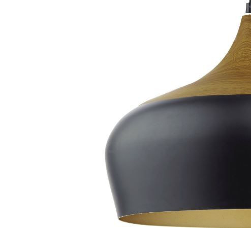 Duża wisząca lampa Gaucho z czarnym kloszem