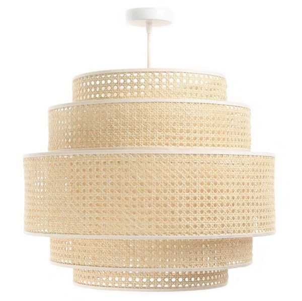 Duża wisząca lampa Meissa z kloszem z rattanu