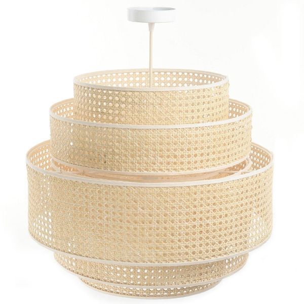 Duża wisząca lampa Meissa z kloszem z rattanu
