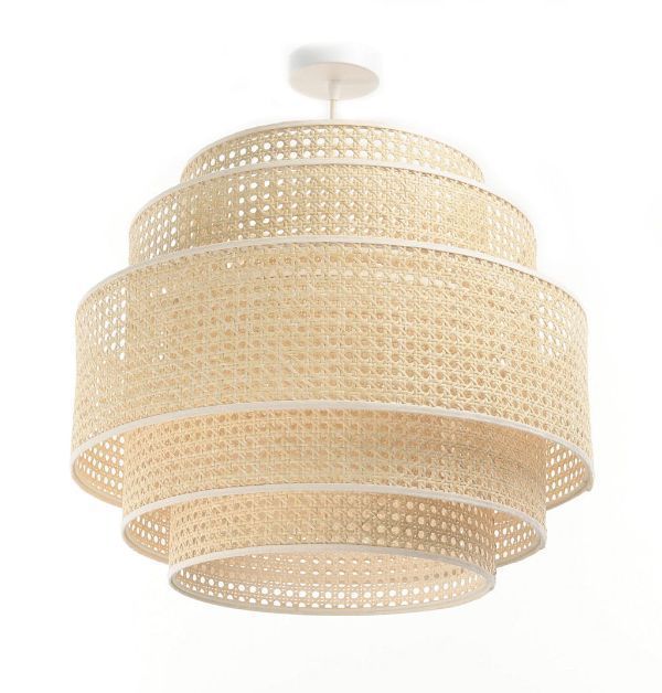 Duża wisząca lampa Meissa z kloszem z rattanu