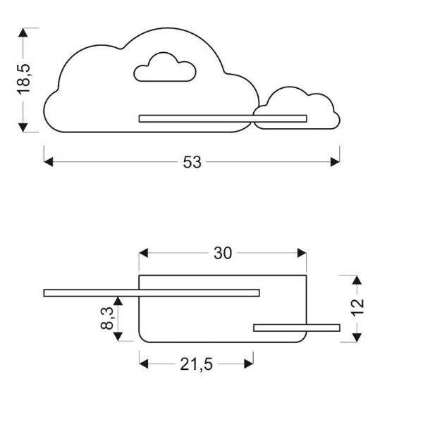 Dziecięcy kinkiet Cloud w odcieniach niebieskich chmurek