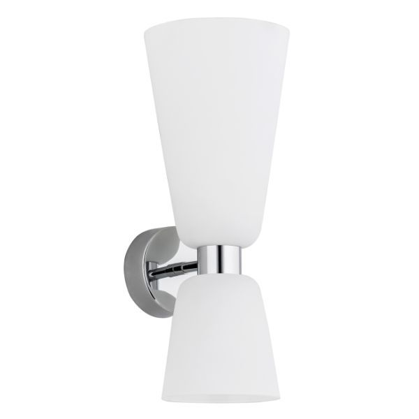 Elegancki kinkiet Reno z srebrną podstawą i mlecznymi kloszami